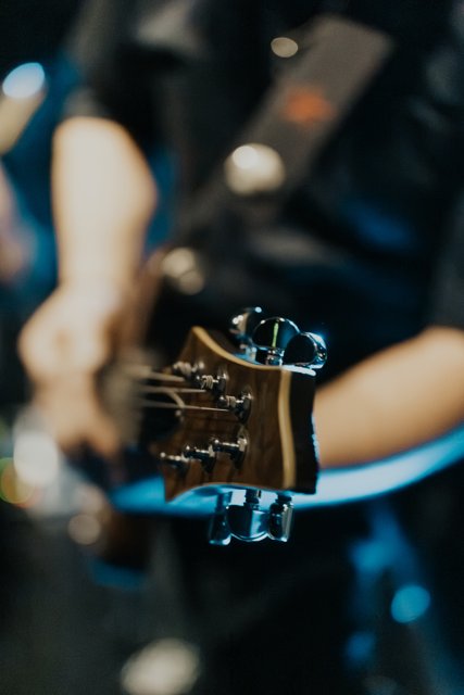 A close view of a guitar headstock