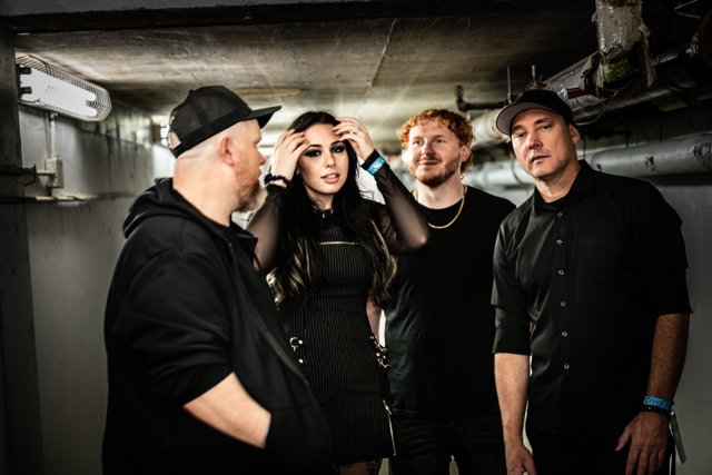 Band members gathered together backstage