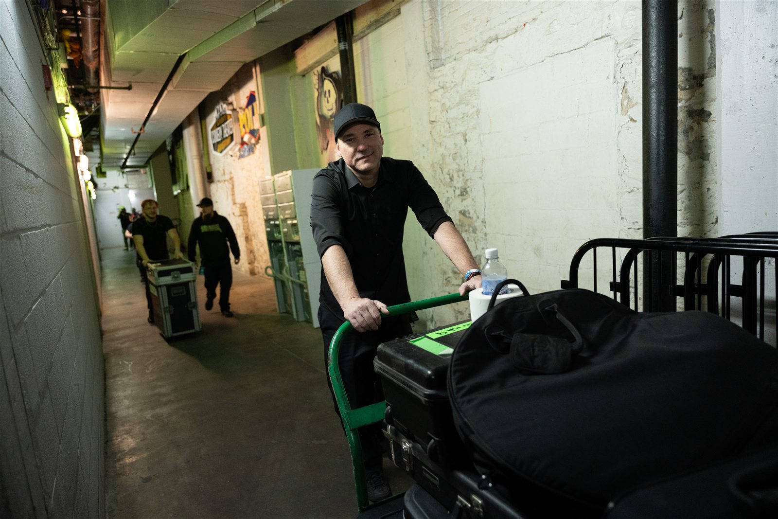 Moving equipment through a venue corridor